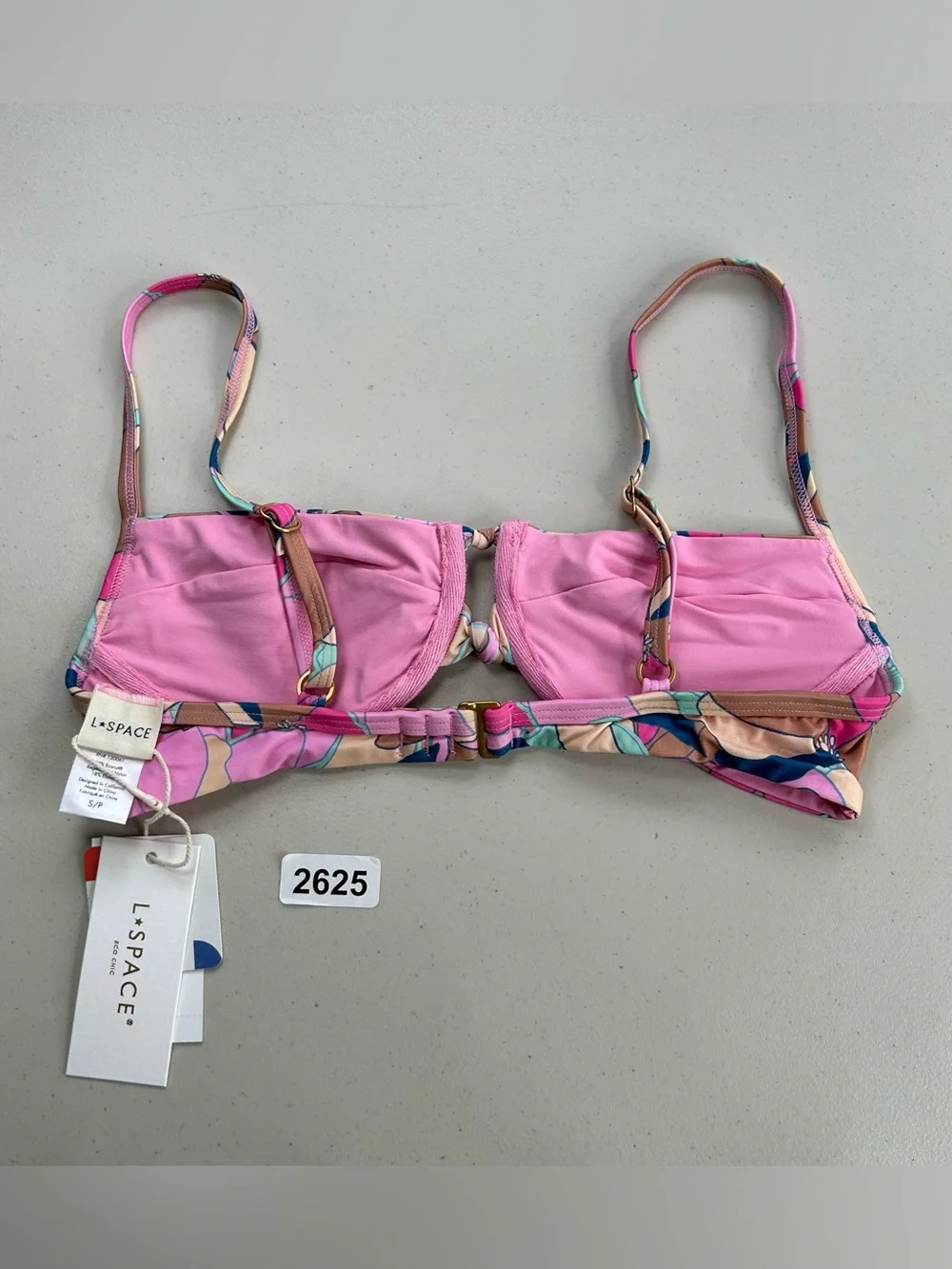 L*Space Eco Chic Rose Bikini Top Women's Size Small Sundazed Floral Swim